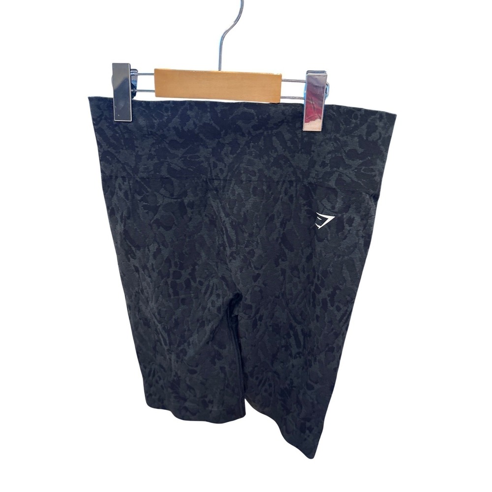 Gymshark Adapt Animal Seamless Cycling Shorts Black Charcoal Scrunch Bum-S